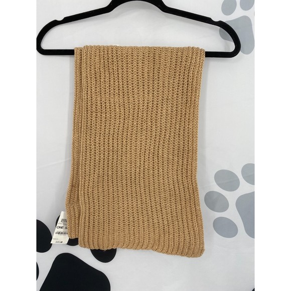Style & Co NWT Solid Ribbed Muffler Extra Long Recycled Wrap Scarf Camel OS New - Picture 4 of 10